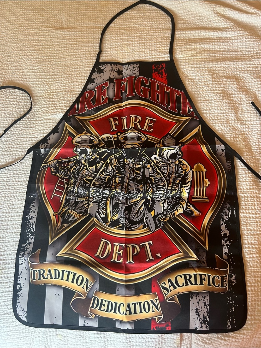 Firefighter Apron - Black and Red Graphic - Picture 1 of 2